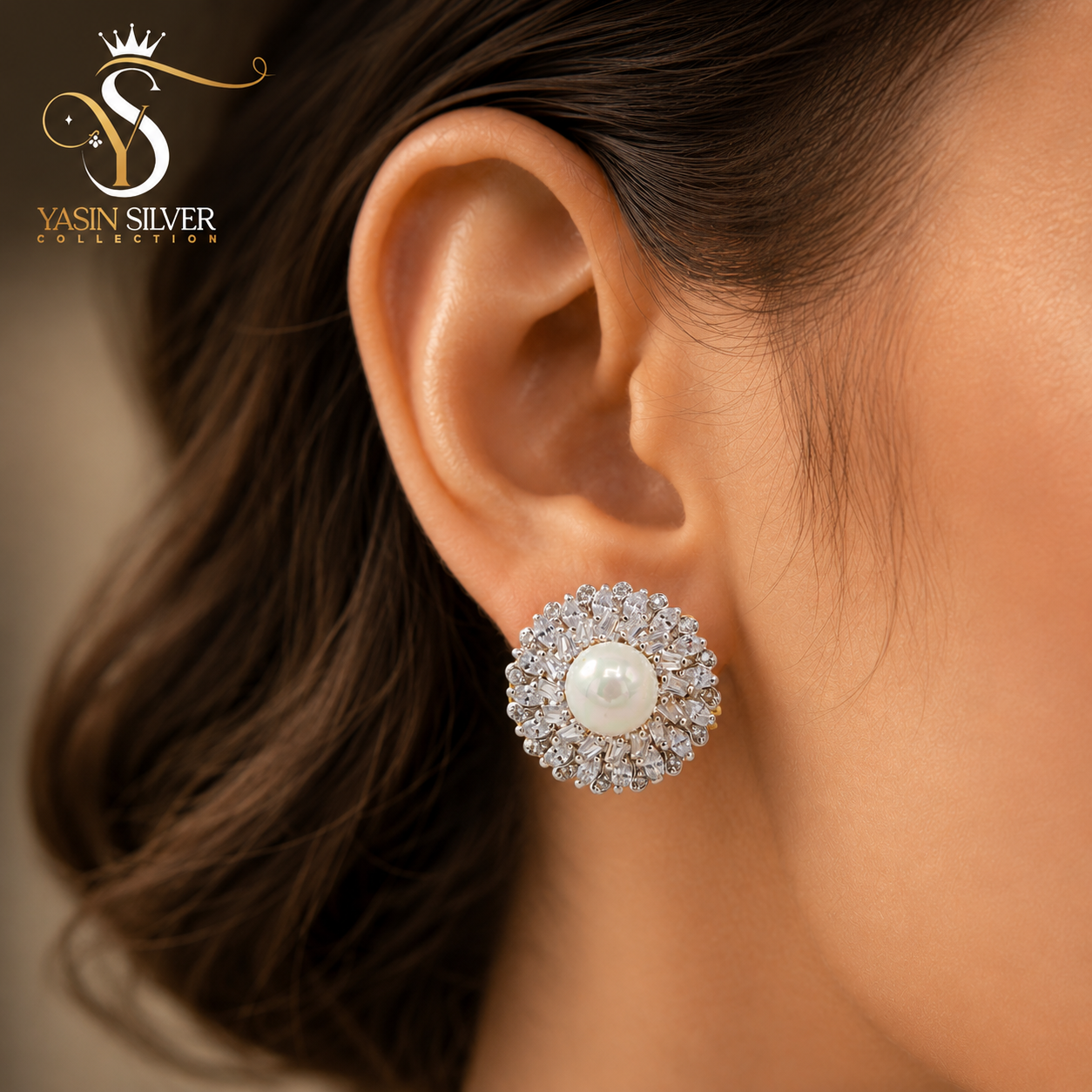 Silver Pearl Blossom Earrings