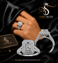 Royal Emerald Cut Silver Ring