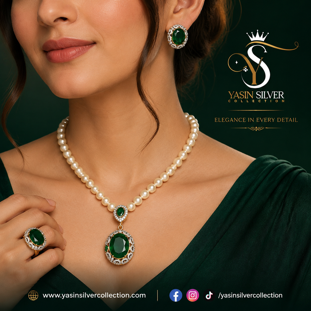 Emerald Pearl Royal Jewelry Set