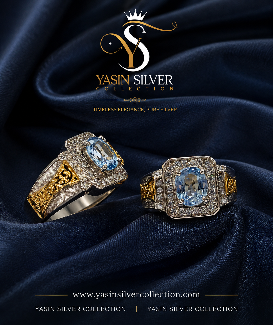 Luxury Aquamarine Real Stone Ring