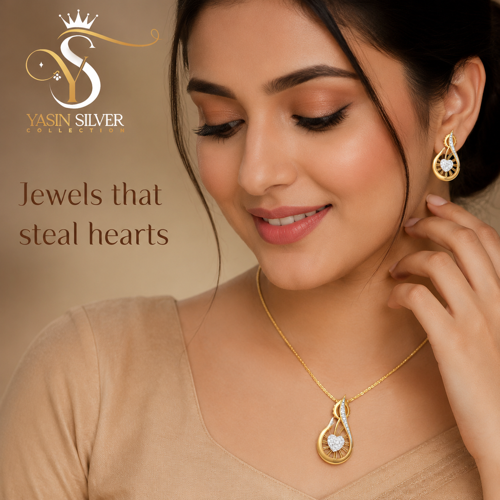 Eternal Heart Gold Pendant Set