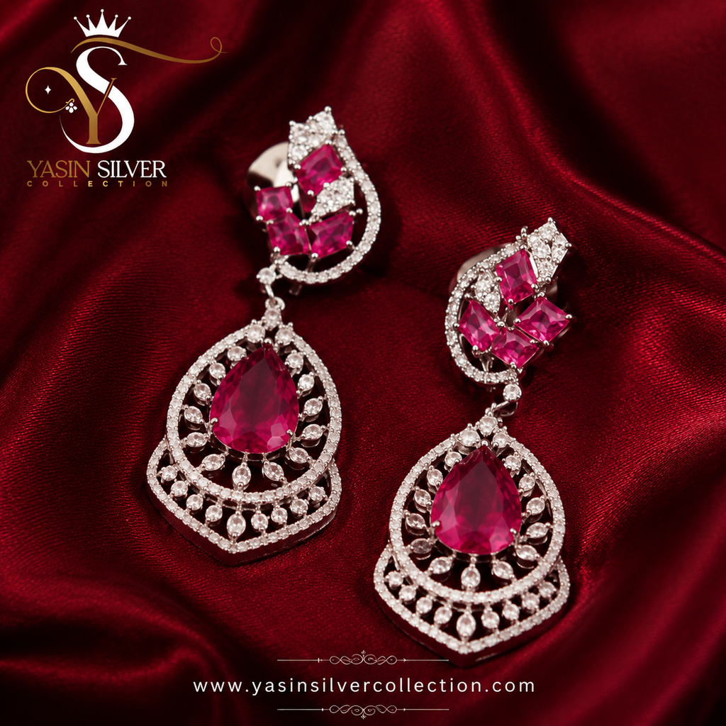 Royal Ruby Blossom Necklace Set