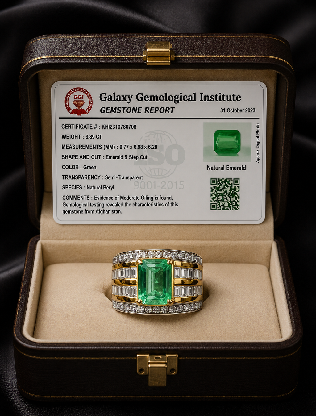 Emerald Panjshir Real Stone Gold Silver
