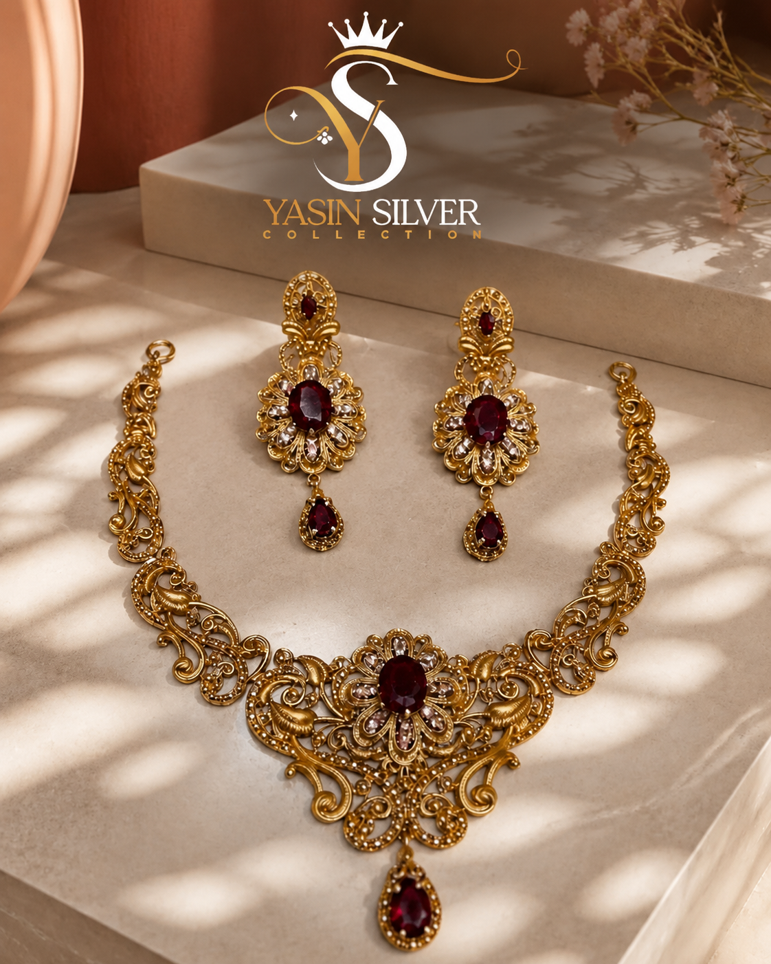 Royal Ruby Gold Necklace Set