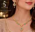 Turquoise Gold Floral Necklace Set