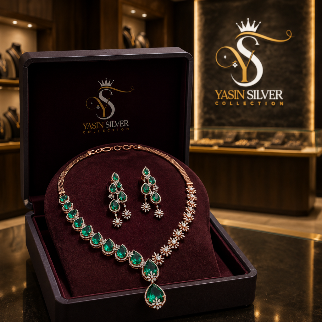 Luxe Green Teardrop Jewelry Set