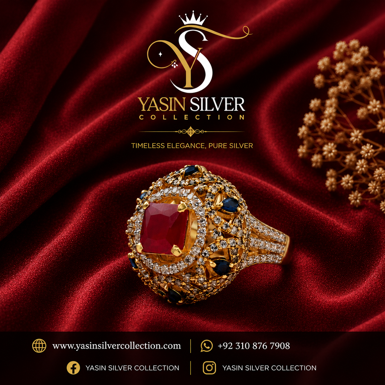 Royal Ruby Silver Statement Ring