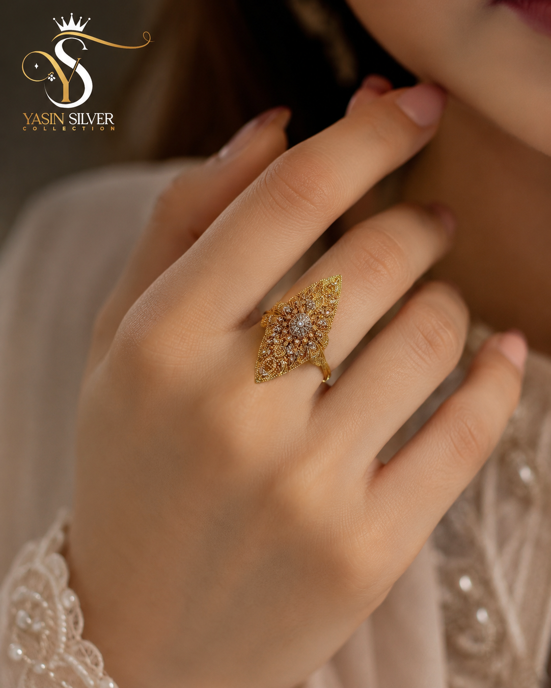 Royal Bridal Flower Ring