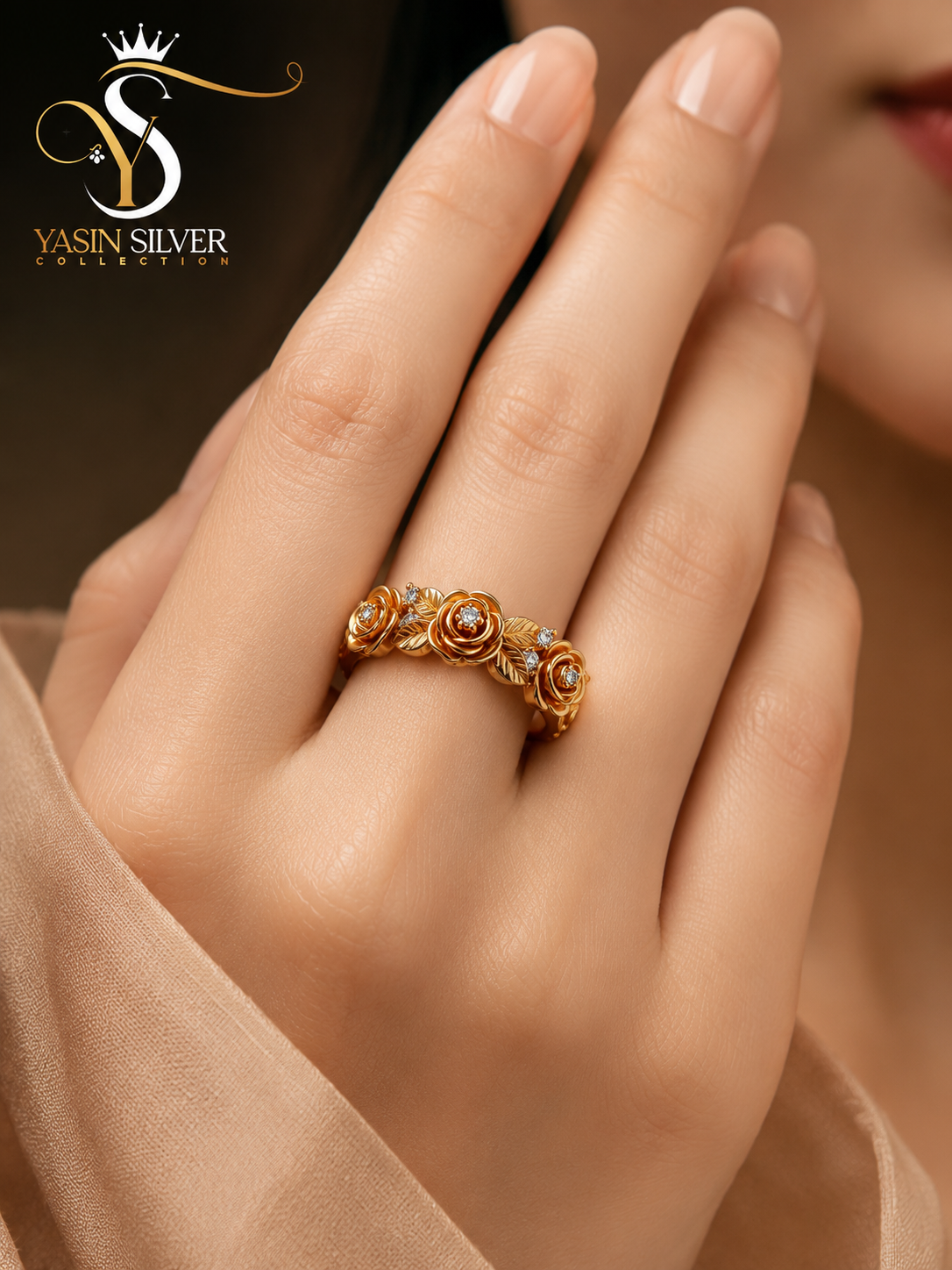 Golden Bloom Floral Ring