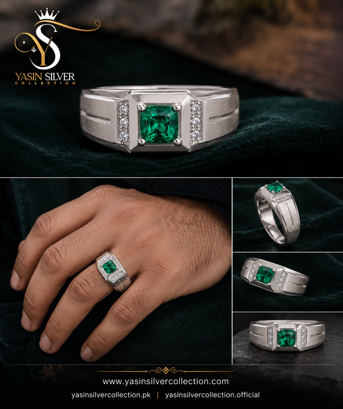 Emerald Crest Men’s Ring