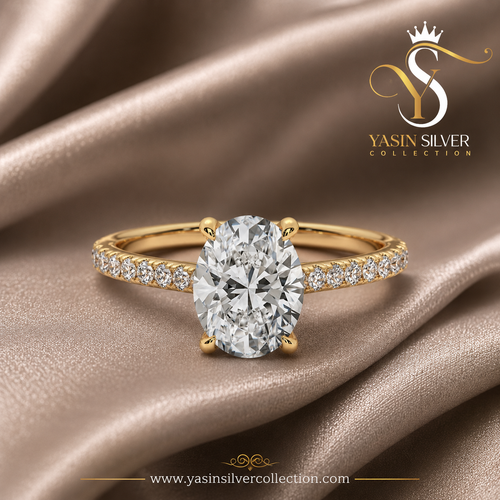 Crown Oval Diamond Ring