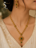 Green Stone Floral Jewelry Set