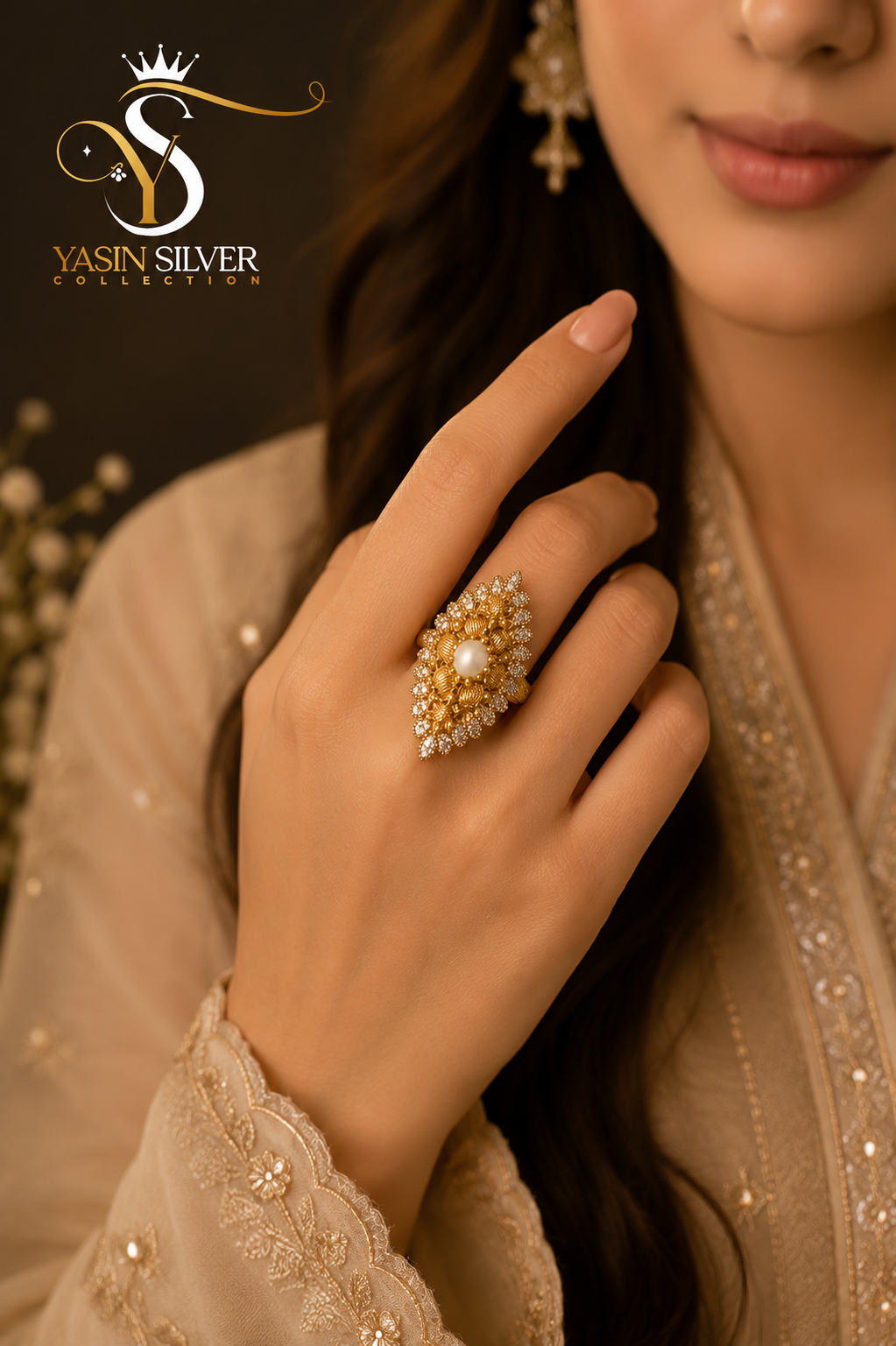 Luxury Silver Flower Ring