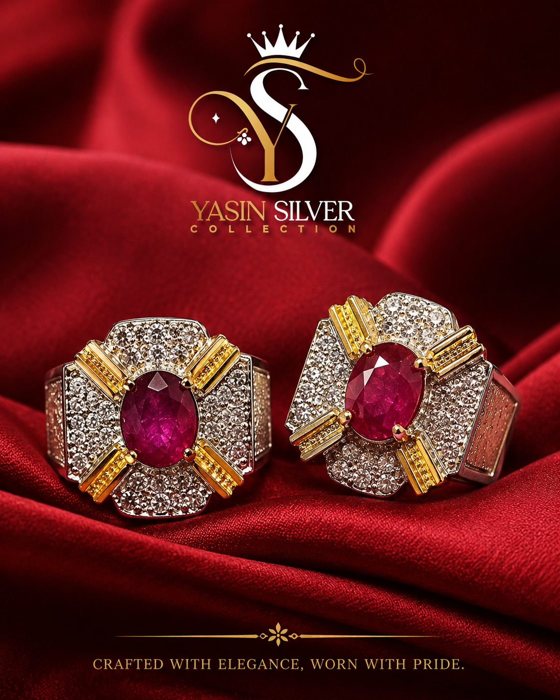 Natural Afghan Kabul Ruby Silver Luxury Ring