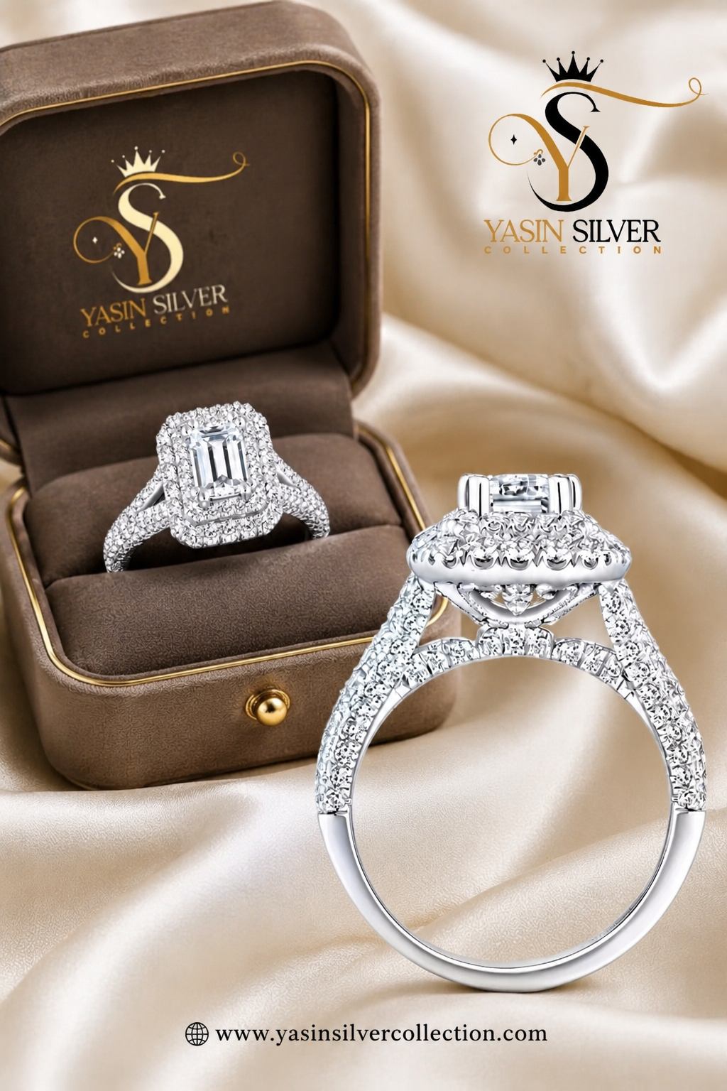 Royal Emerald Cut Silver Ring