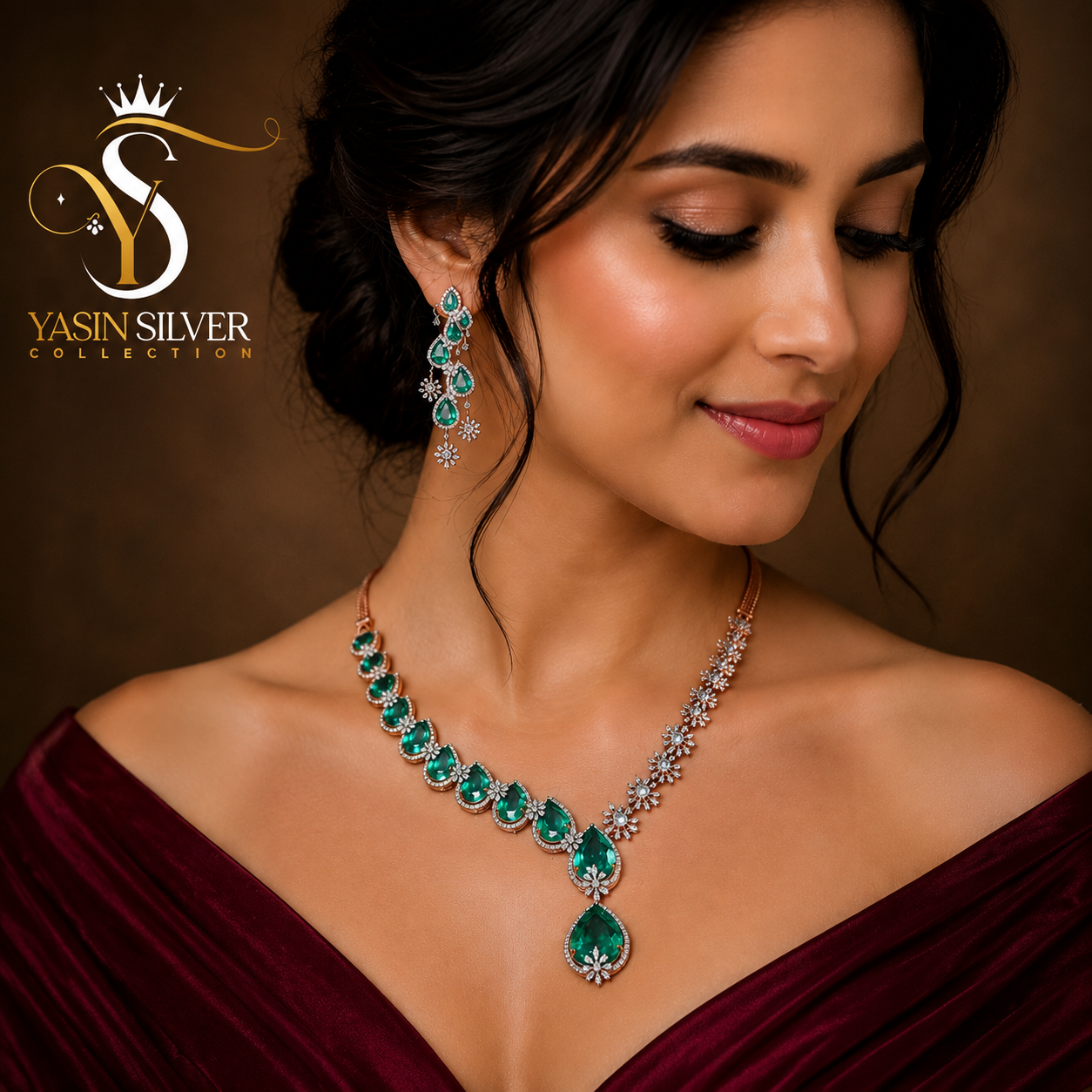 Luxe Green Teardrop Jewelry Set