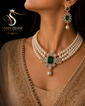 Yasin Crown Emerald Pearl Set