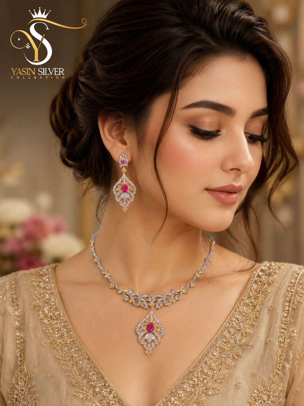 Ruby Royale Bridal Necklace Set