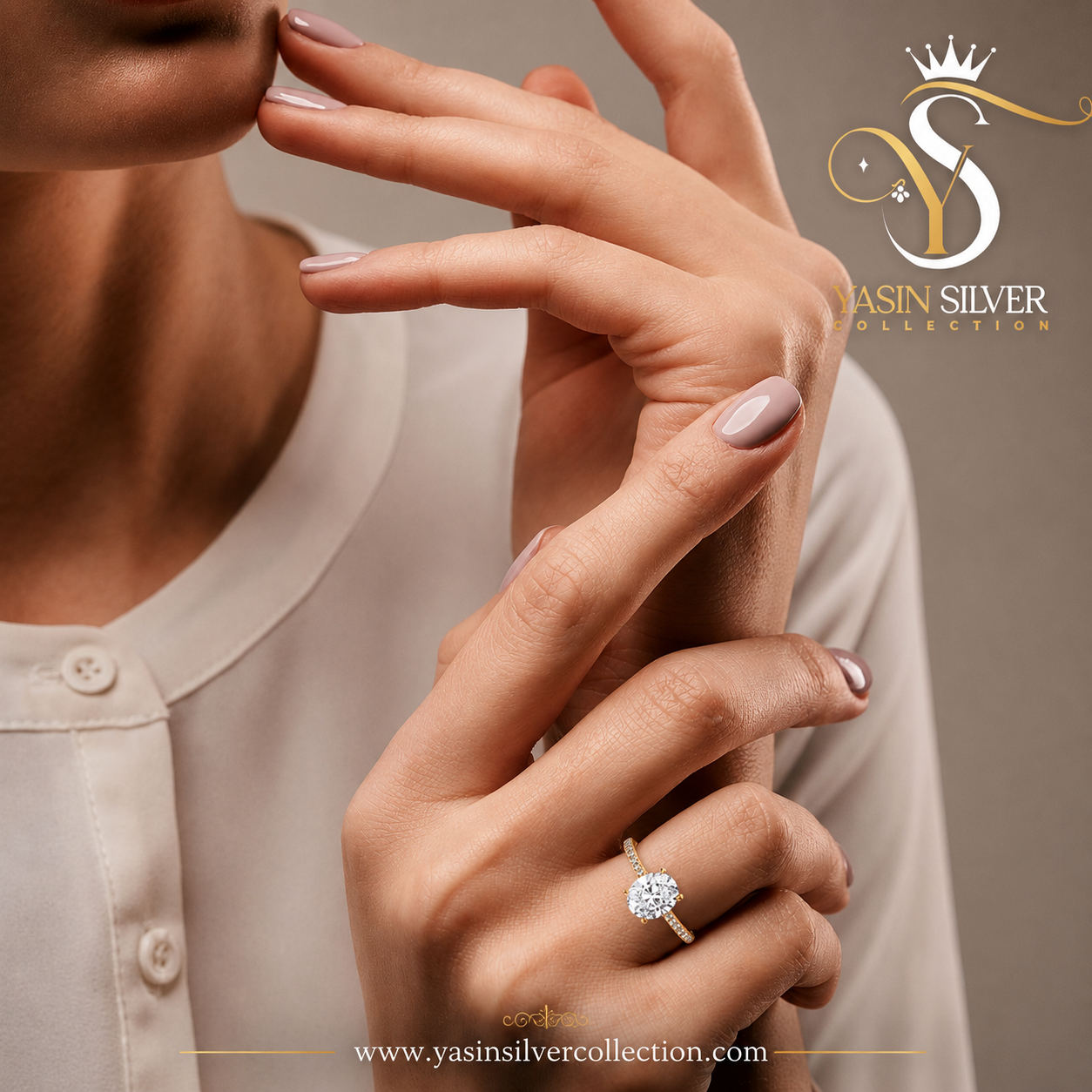 Crown Oval Diamond Ring