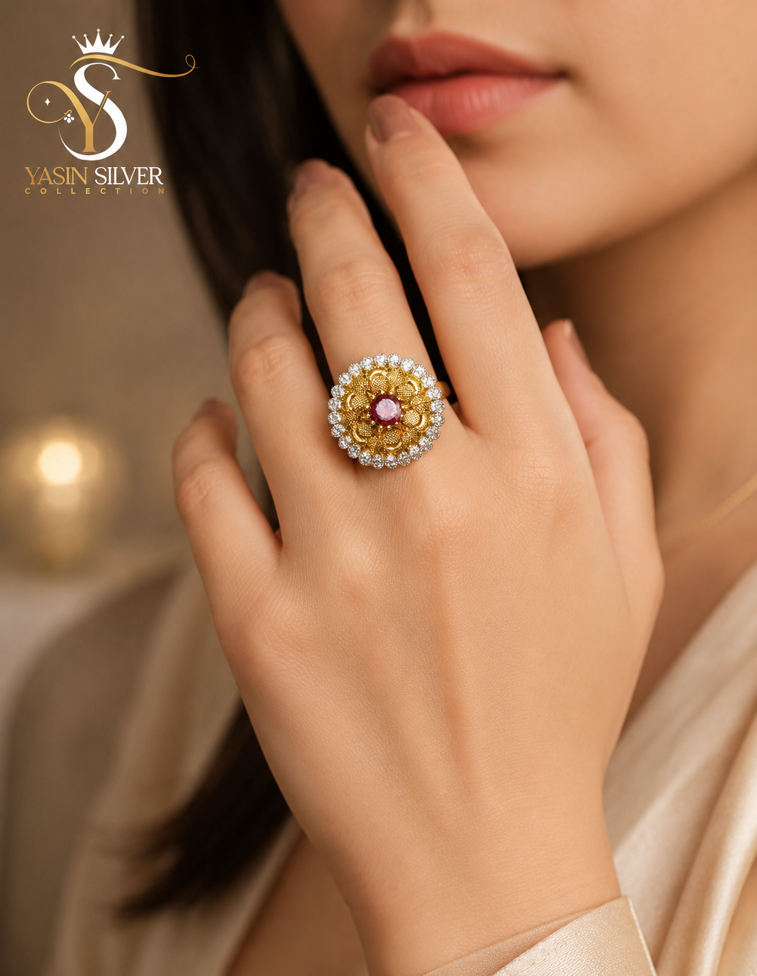 Ruby Blossom Ring