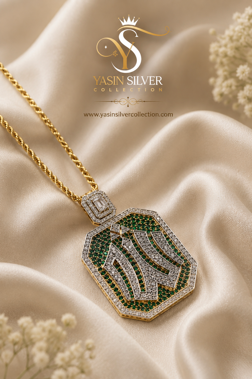 Green Zircon Islamic Pendant Necklace
