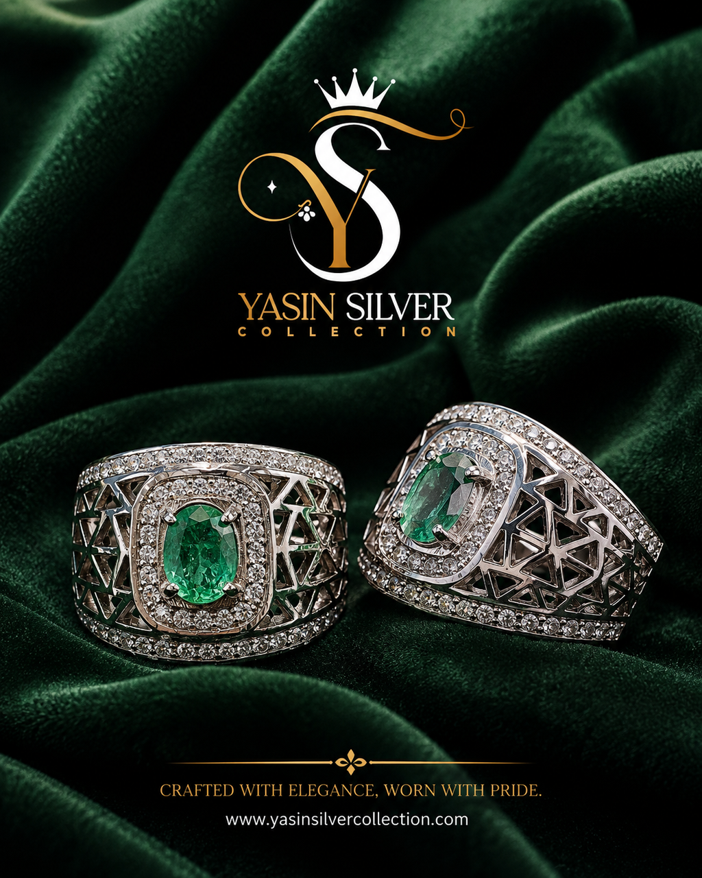 Natural Emerald Silver Ring