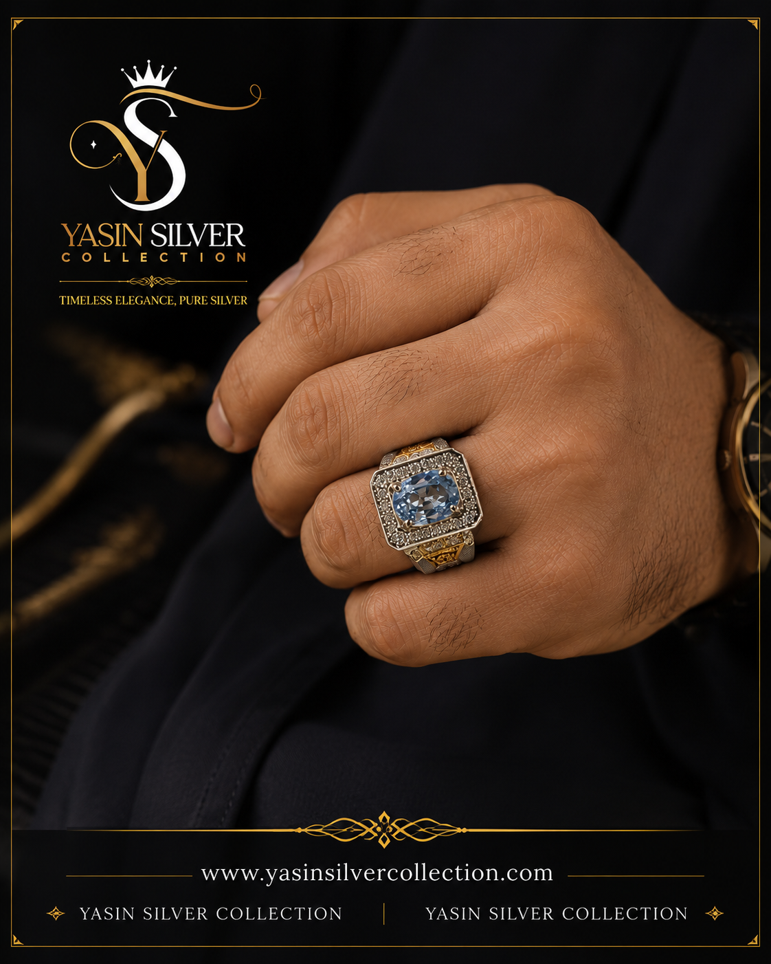 Luxury Aquamarine Real Stone Ring