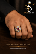 Natural Afghan Kabul Ruby Silver Luxury Ring