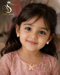Kids Pink Teddy Bear Gold Plated Silver Jewelry Set