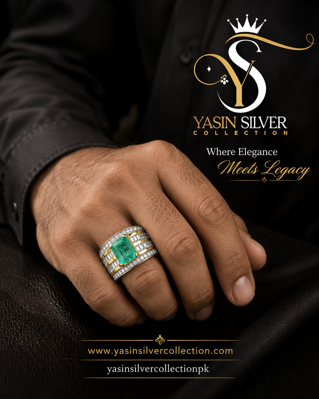 Emerald Panjshir Real Stone Gold Silver