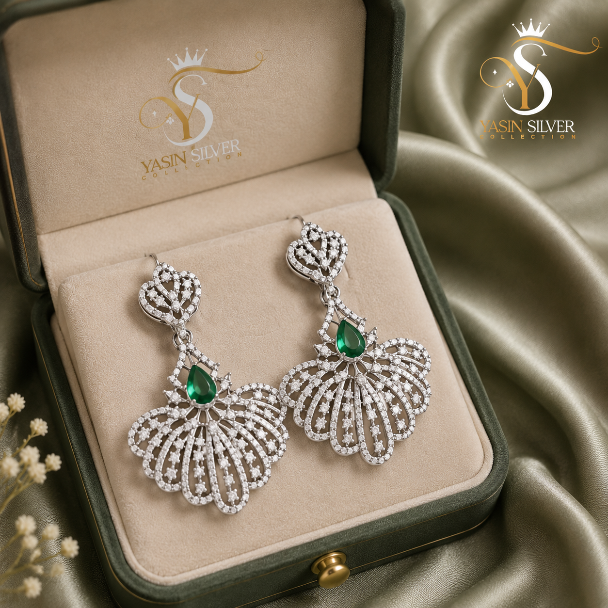 Pearl Bloom Emerald Earrings