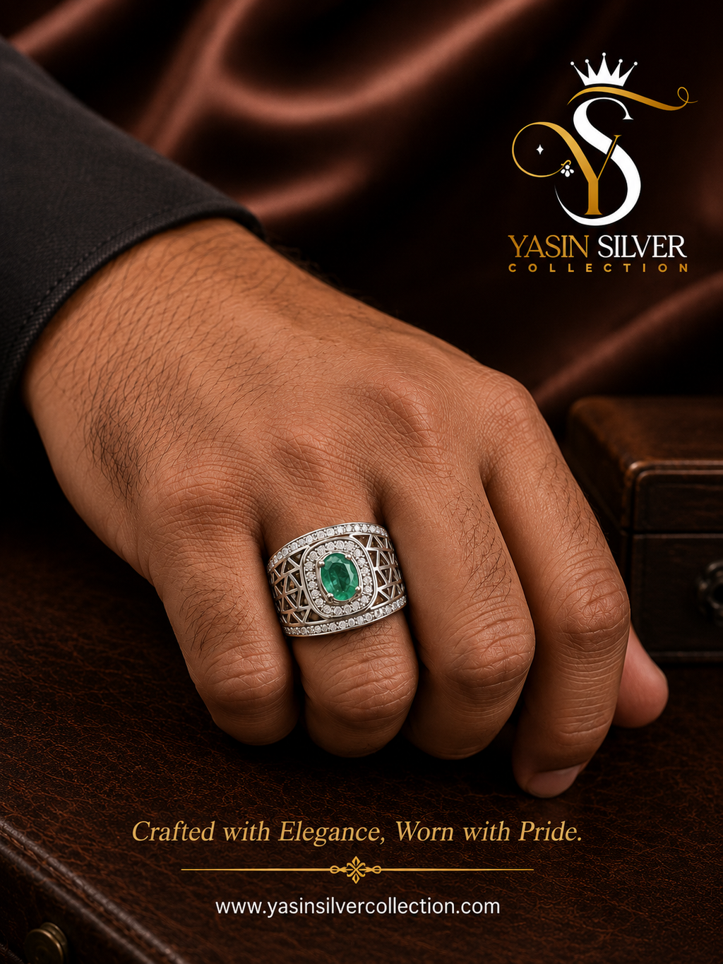 Natural Emerald Silver Ring