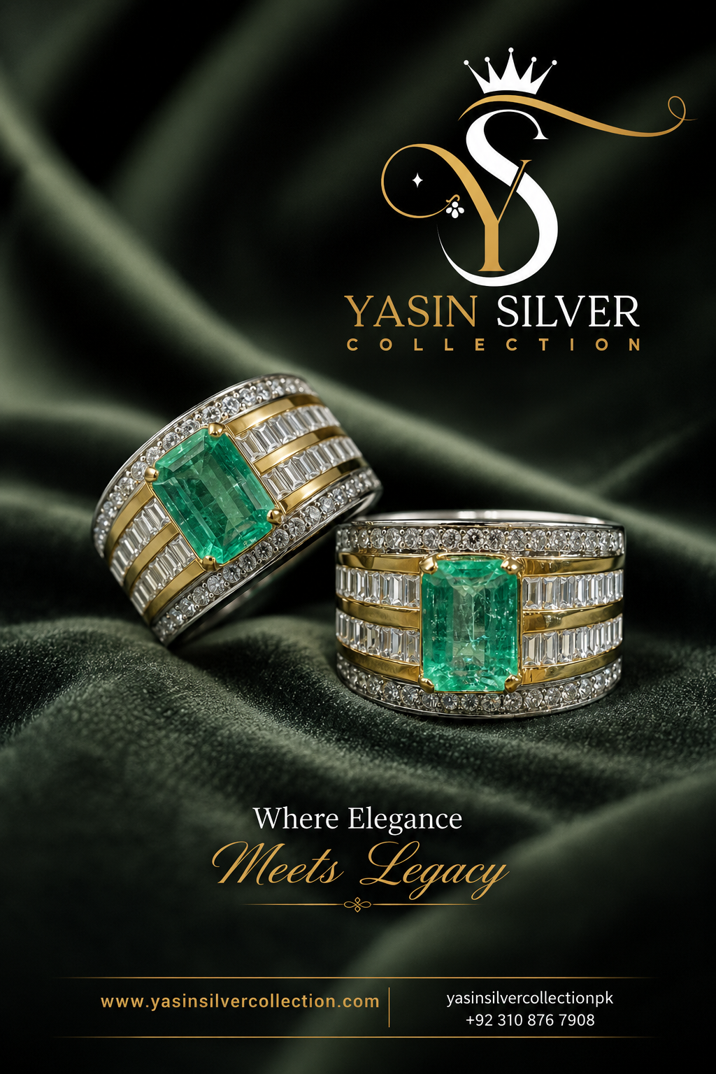 Emerald Panjshir Real Stone Gold Silver