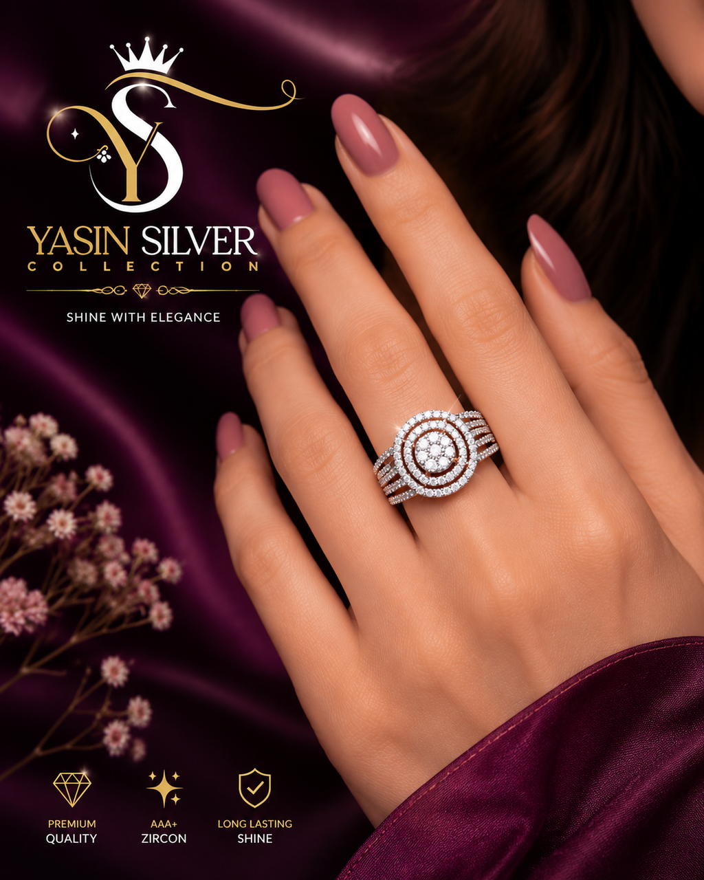 Gold Plated Spiral Zircon Ring
