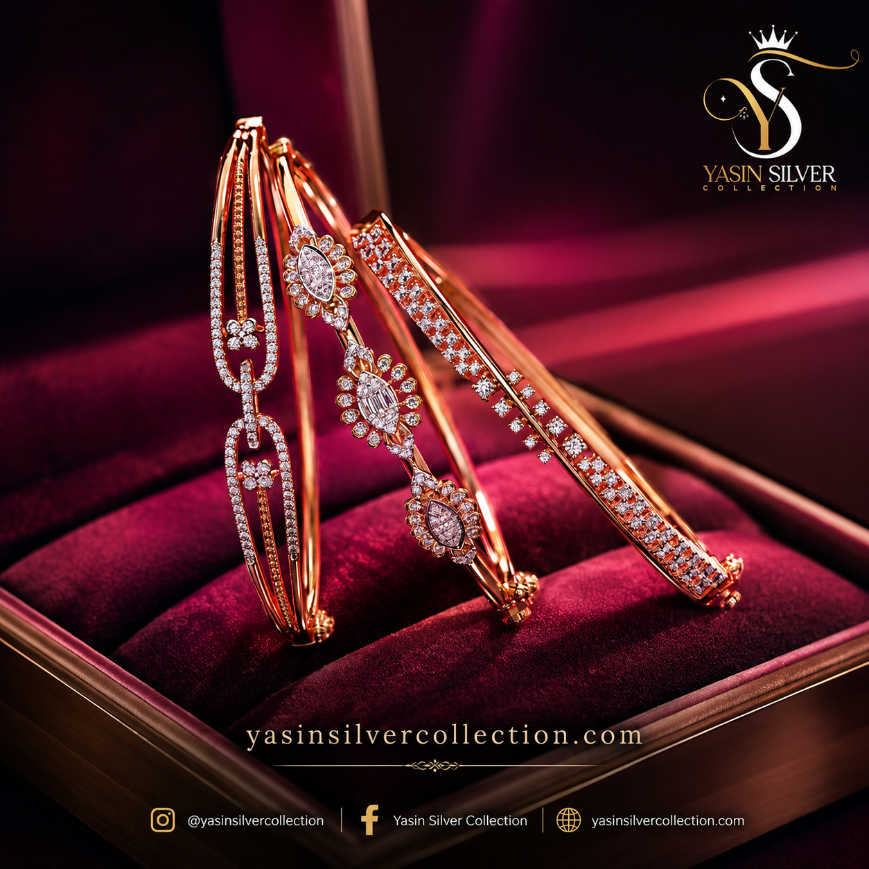 Royal Blossom Zircon Bracelet Set
