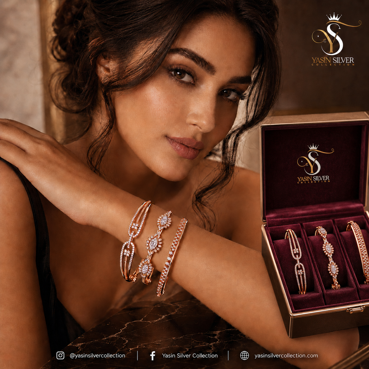 Royal Blossom Zircon Bracelet Set